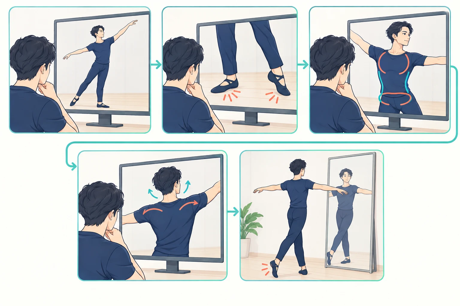 ダンスプラクティスを五回に分けて観察する