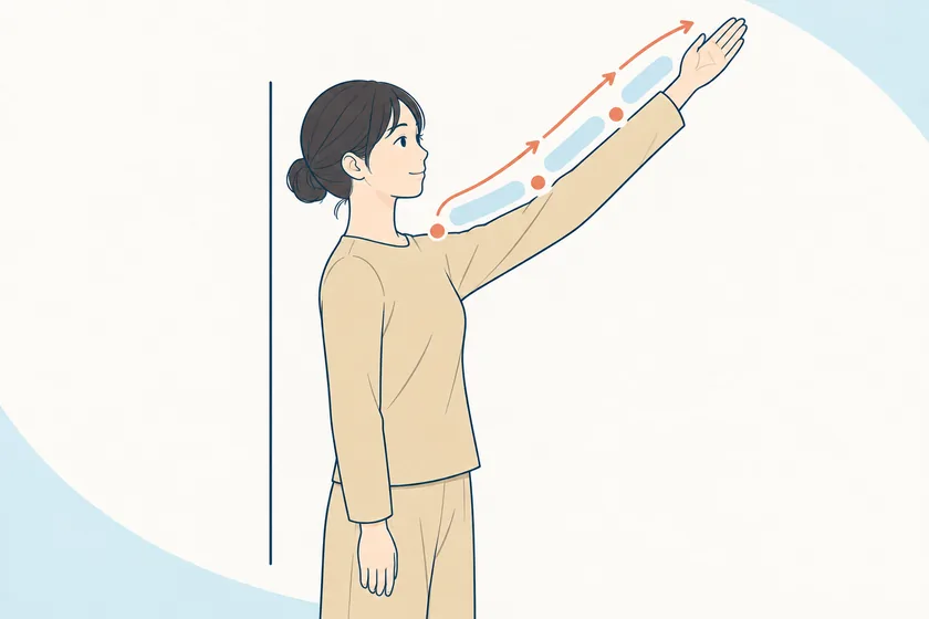 服姿の女性が腕を上げ、区切られた帯を一本の弧がつなぐ「分ける」と「結ぶ」の図